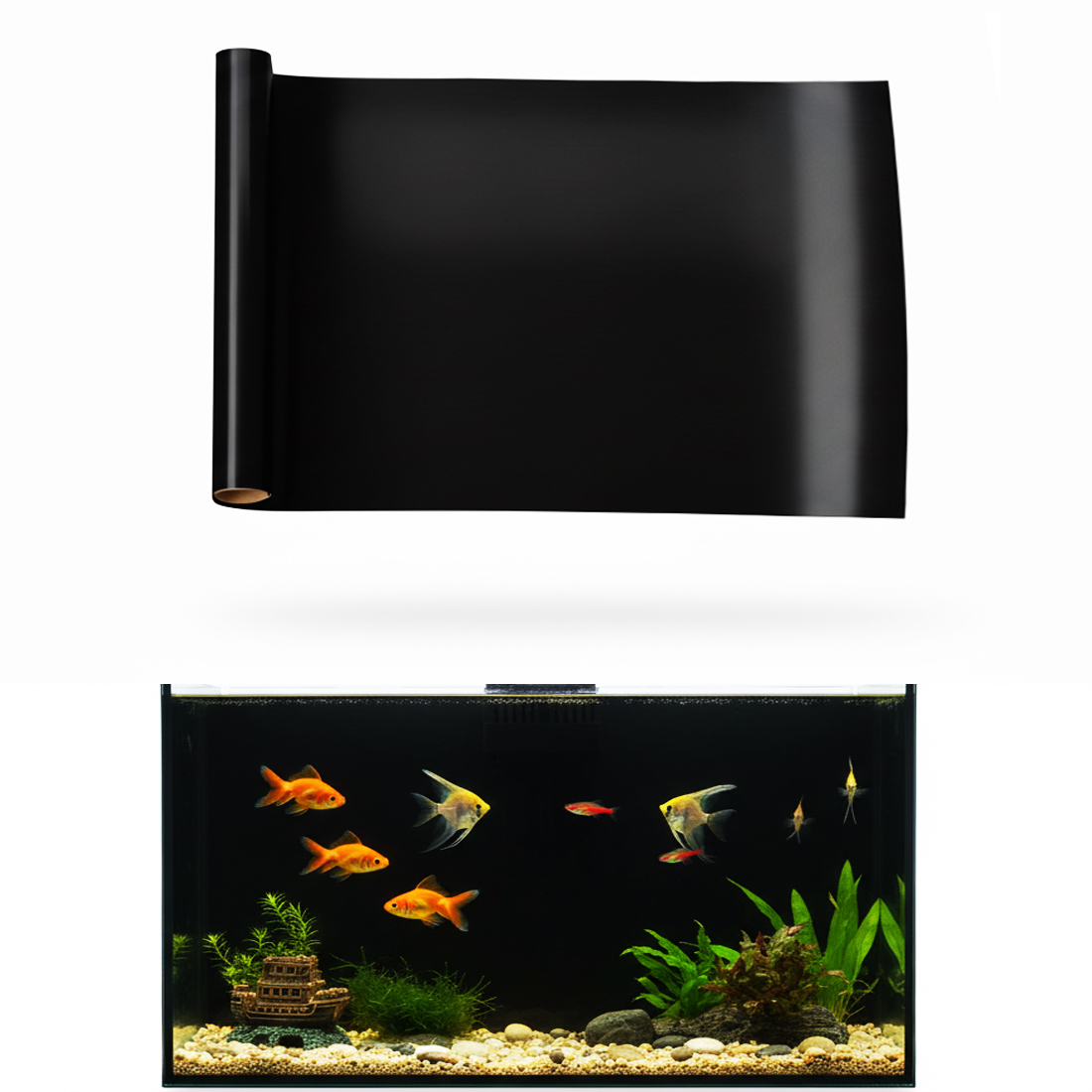 Aquarium Fish Black - 수족관 배경 스티커 검정색 흰색 어항