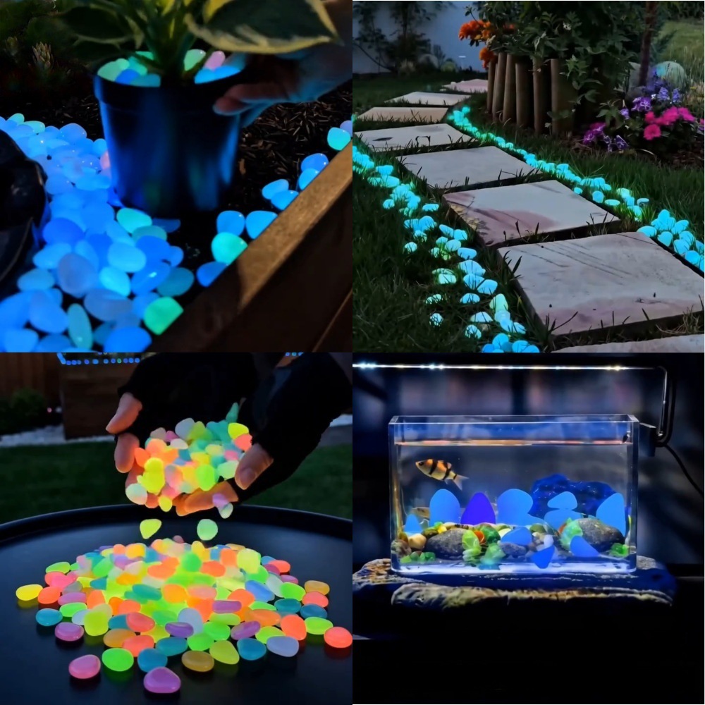 Aquarium Fish Light - 다채로운 야광 조약돌 정원석, 야외 정원