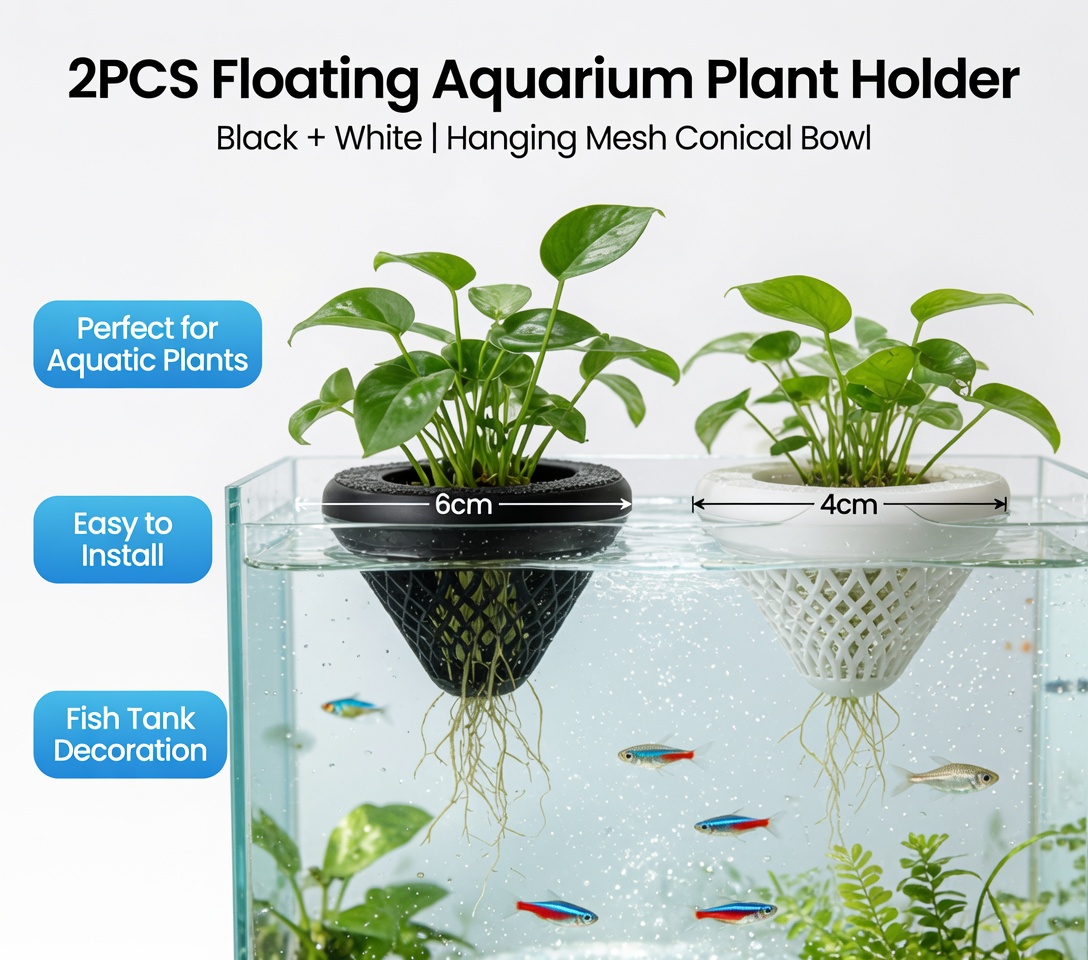 2PCS 플로팅 수족관 식물 홀더, 물고기 탱크용 걸이 - Aquarium Fish Enrichment 리뷰 및 가격