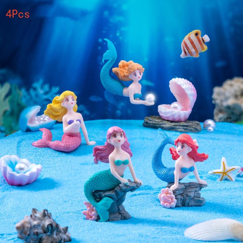 4Pcs 플라스틱 물고기 탱크 작은 인어 장식품 미니어 - Aquarium Fish Enrichment 리뷰 및 가격